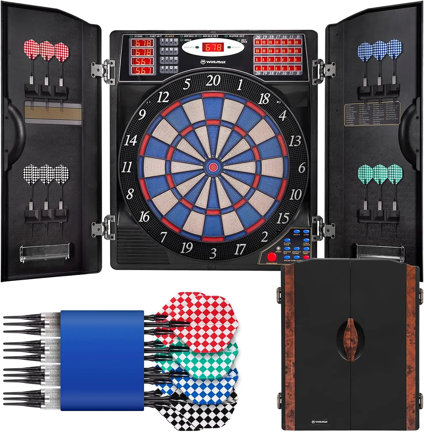Electronic Dartboard Cabinet - Set di Freccette Elettroniche con Armadietto